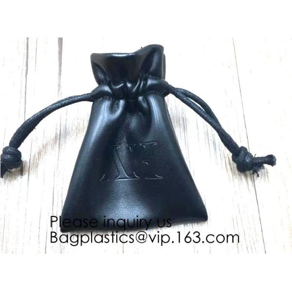 Soft Offwhite and Red PU Leather Bag For Packaging,Custom Pink Brown Faux Leather Drawstring Pouch Faux Leather Jewelry