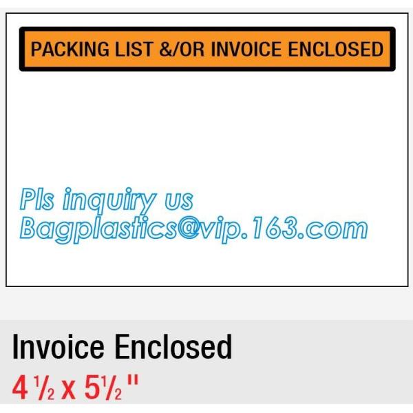 Waterproof packing list envelopes with self adhesive A3 A4 B4 B5 A7 C5 C7size, packing list enclosed envelope a5, bageas