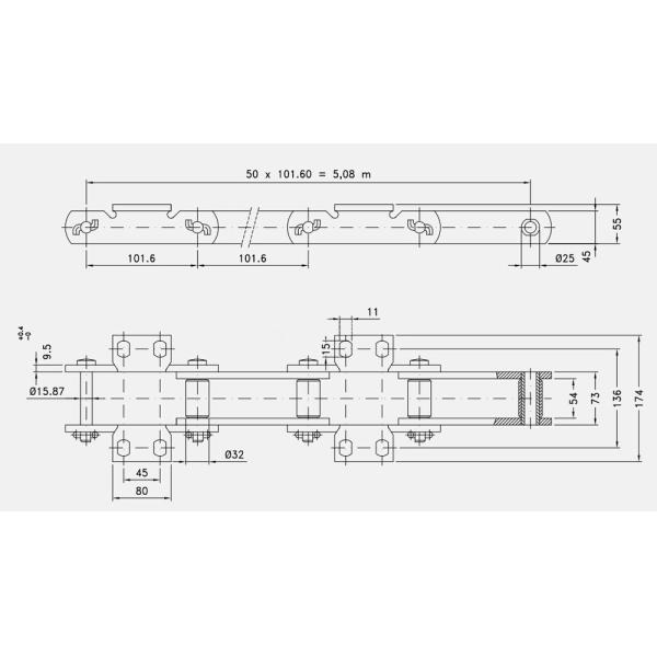 Shot Peening 40Cr Cranked Link Chain For Paver Load