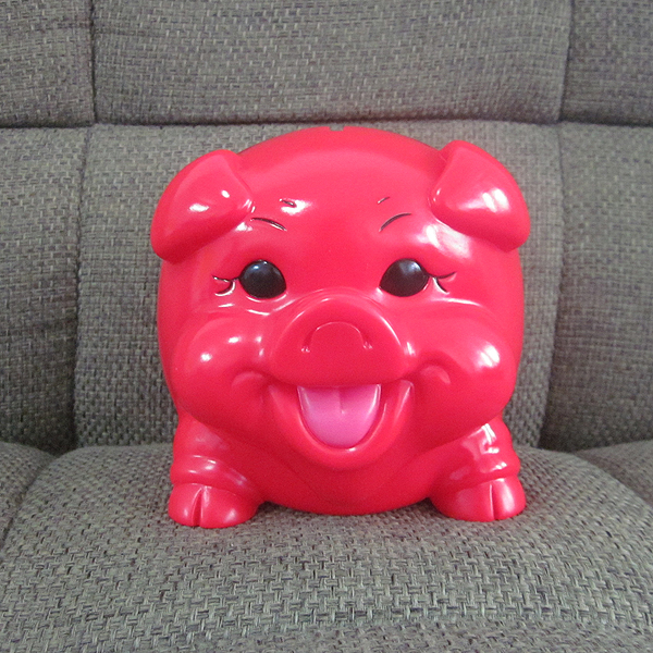 Happy cartoon pig PVC piggy bank money box promotional gift items made in shenzhen
