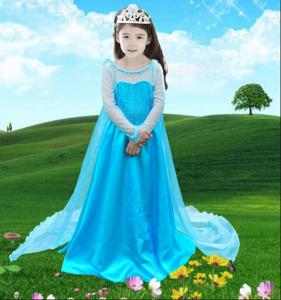 China Girl Anna & Elsa Dress High-Grade Sequined Mesh Princess Girl Dresses For Party Performance Costume Snow Queen cosplay on sale