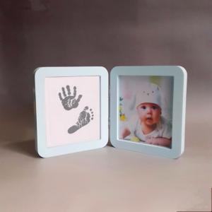 China Wood Material Custom Photo Frame 12 Month Baby Handprint And Footprint Kit on sale