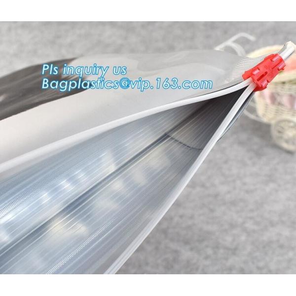 Quad Seal Bottom Load Metallized pouch Metal Slider Zipper Packaging Bag, Metal Zipper Printing PVC Slider Bags