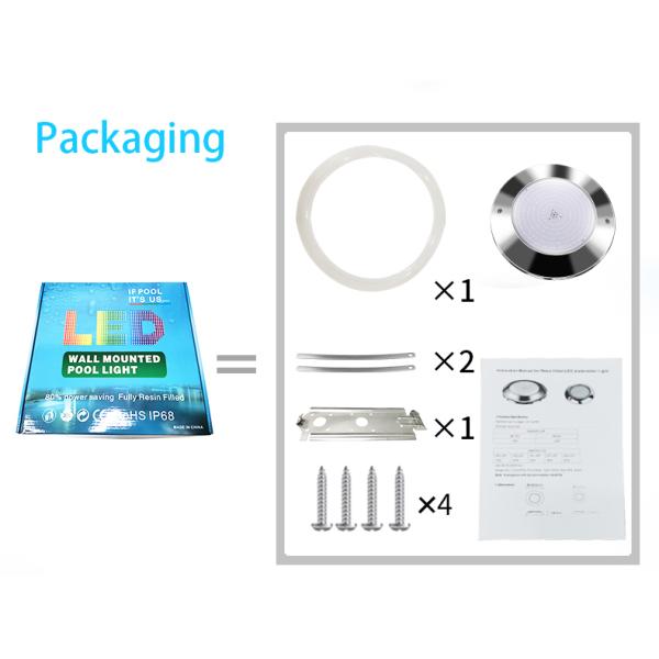 AISI 316LSS Concrete Pool Light 260MM Resin Filled IP68 35W 18W