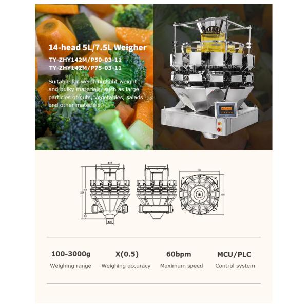 Automatic 12 Heads 14 Heads Combination Weigher Packing Machine High Speed Multihead Combination Weigher Machine