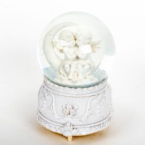 China Polyresin 100mm Baby Angel Lighted Musical Snow Globes on sale