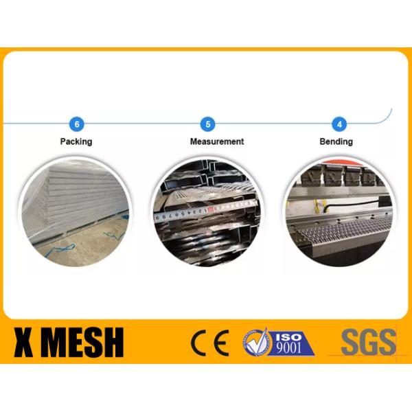 Perforated HDG Galvanized Steel Grating Stair Tread With Securing Brackets