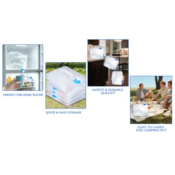 Collapsible Water Container With Spigot & Hook, BPA Free Water Jug, Foldable Carrier Bucket, Water Storage Container For Camping Hiking Survival Kit,