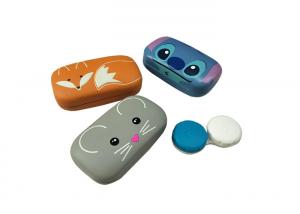 Cheap Leather Cute Portable Contact Lenses Case with stylish holder & mirror | various colors | hard case for sale