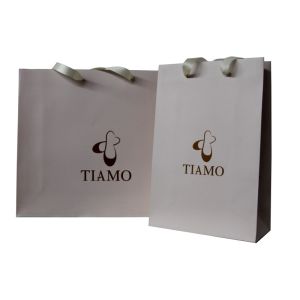 China Cute Tiamo Pink Paper Carrier Bag Ribbion Handle For Packing Lady Shoes on sale