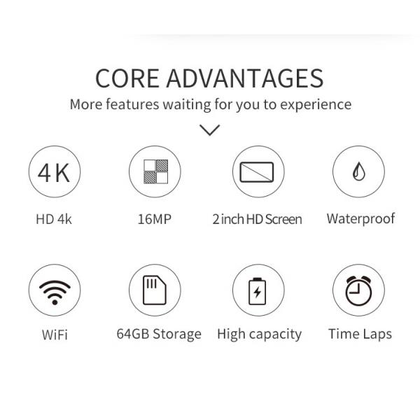 Helmet Sports 4k Ultra Hd Wifi Action Camera 140 Degree 400mAh Camcorder Video Recording