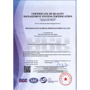 Zhangjiagang Lyonbon Furniture Manufacturing Co., Ltd Certifications