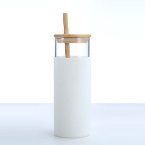 Cheap Safety Durable 500ml 600ml Bpa Free Glass Water Bottle With Bamboo Lid Borosilicate Glass Tumbler Multiple Color Ideal For Home School Office for sale