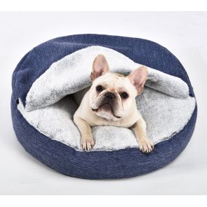 China Anti Anxiety Dog Bed Premium Plush Nest Snuggler Washable Non Slip Bottom Pet Calming Bed on sale