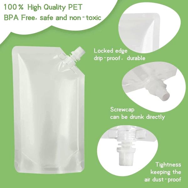 Custom Printed Logo Drink Spout Pouch Plastic Foldable Food Grade Stand Up Liquid Pouch With Handle