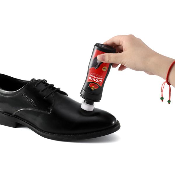 Premium Black Liquid Shoe Polish 75 Ml / 2.46 Fl. Oz. Instant Instant Leather Wax With Sponge Applicator Included