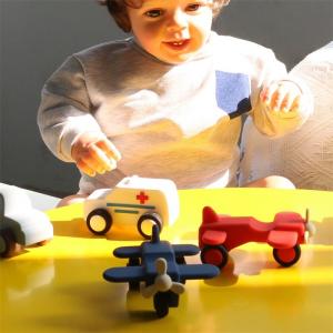 Cheap custom and wholesale  Safe Silicone Vehicle Toys set for Babies ambulance truck motorcycles runny car toys for sale