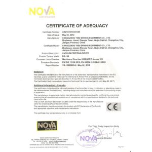 Changzhou Yibu Drying Equipment Co., Ltd Certifications
