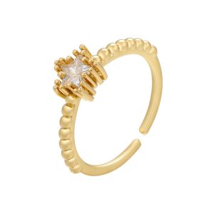 Buy cheap Plated 24K Gold Jewelry Star Gemstone Zircon Adjustable Engagement Rings from wholesalers