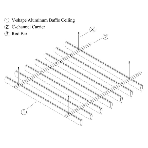 Water Drip Shape Aluminium Profile Strip Ceiling Architecture Wall Ceiling Linear Panel for Open Space