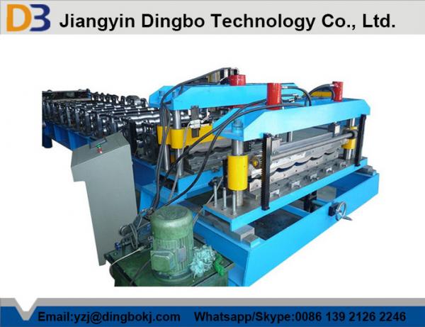Quality 380V 50Hz Steel Tile Roll Forming Machine with PLC Compture Control System / Cr12mov Blade wholesale