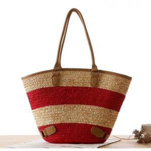 Cheap Fashion Ladies Beach Basket Bag With Leather Handles Customized New Summer Casual Tote Straw Bag for sale