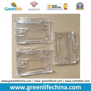 Cheap Double Cards Type Plastic Transparent Clear ID Business Card Badge Holders Ready for Lanyard for sale