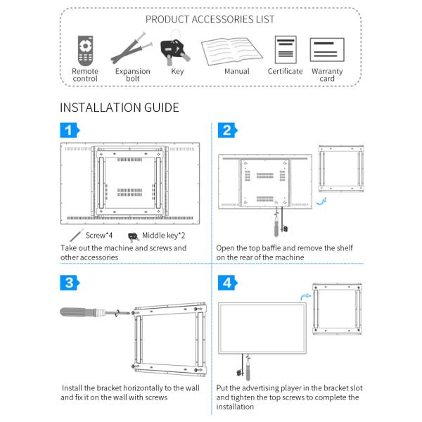 43 Inch HD Wall Mounted LCD Poster Display Ultra Thin