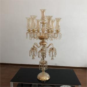 Cheap Antique Crystal Glass Candelabra Table Centerpiece 13 Arms Crystal Glass Champagne Gold for sale