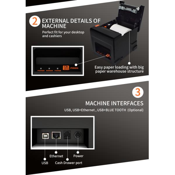 High Quality USB Label Printer 80mm Thermal Printer Bluetooth Cashier Printer