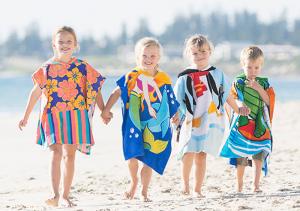 Cheap Custom Print Beach Kids Hooded Poncho Towel for sale