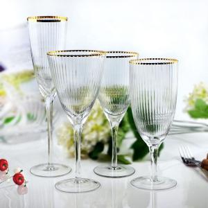 Cheap Gold Edge Clear Wine Champagne Water Glasses Party Personalised Wedding Glassware for sale