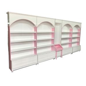 Pink Beauty Shop Makeup Display Cabinet Shelf For Cosmetics 900*350*2200mm