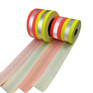 Cheap Red Blue Reflective Cotton Fabric Fluo Yellow Red Blue Hi Vis Reflective Strips For Jackets for sale