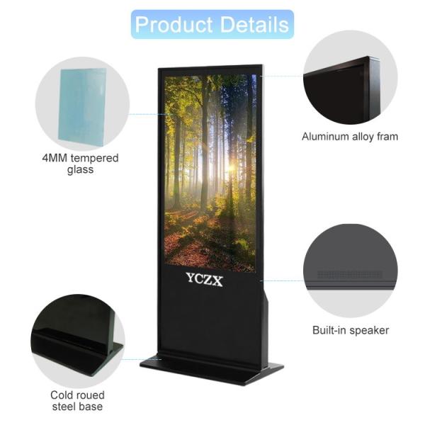 Indoor Digital Floor Standing Touch Screen Kiosk With Time Switch Function