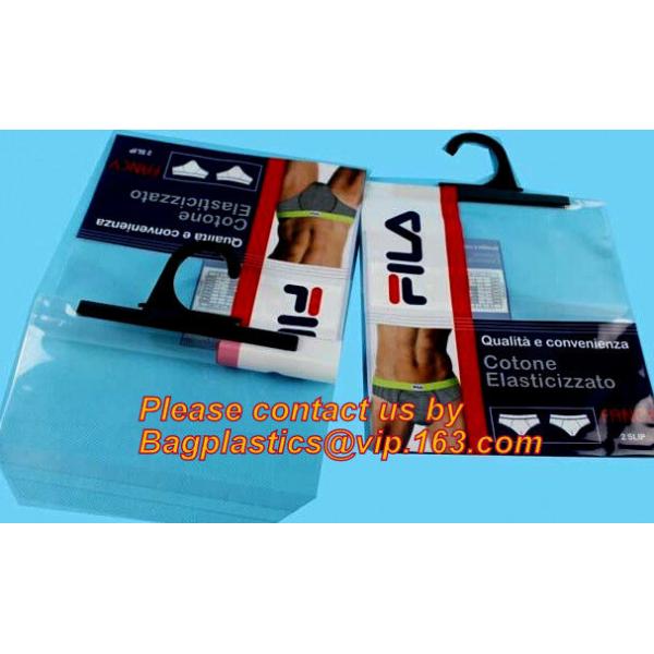VINYL HANGER HOOK BAGS, UNDERWEAR PACKING, HANGER HOOK PLASTIC BAGS, HANGER ZIPPER BAGS, HANGER SLIDER BAGS BAGPLASTICS