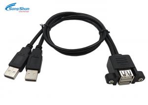 Cheap Dual Usb Extension Lead , Screw Panel Mount Holes USB Port Extender Cable for sale