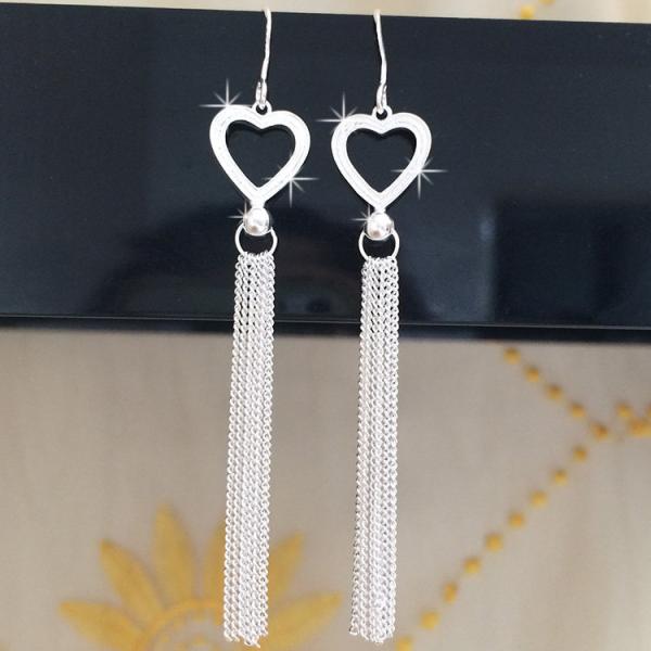 990 Sterling Silver Jewelry Earrings 7.1cm 0.19oz Long Tassel Drop Earrings