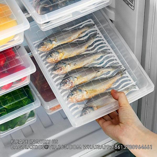 Fridge Plastic Refrigerator Organizers Stackable Refrigerator Organizer Bins With Removable Drain Plate And Lid