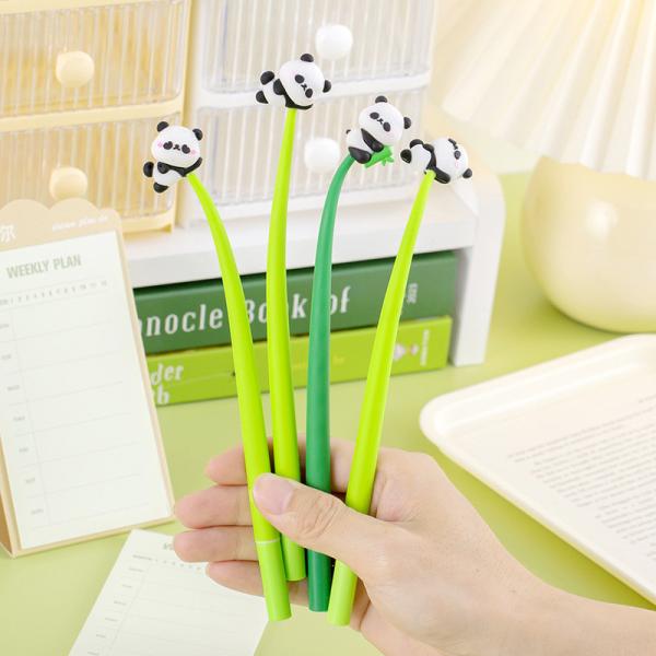 10Pcs Soft Panda Pen Cute Gel Pens Kawaii Cartoon Animal Panda Pens 0.5mm Black Gel Ink Pens Novelty Squishy Pens Signature Pen Fun Writing Pens For