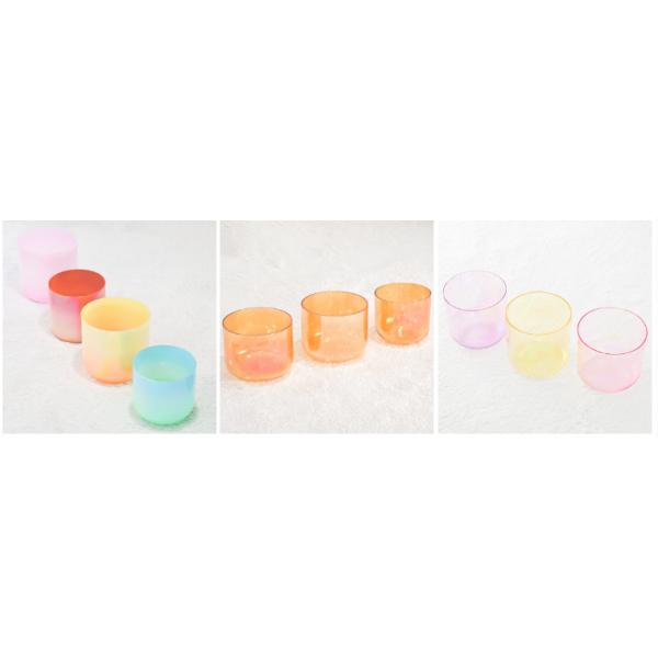 Pure Quartz Crystal Singing Bowl Set with Harmonic Resonance for Grounding Effect and Meditation