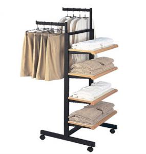 China Custom Size Retail  Store Display Stand Metal Clothes Rack With Shelves on sale