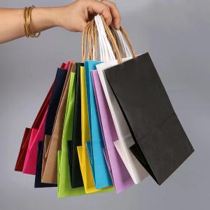 China Custom Logo Printed Paper Shopping Bags Paper Grocery Bags With Handles on sale