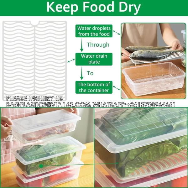 Fridge Plastic Refrigerator Organizers Stackable Refrigerator Organizer Bins With Removable Drain Plate And Lid