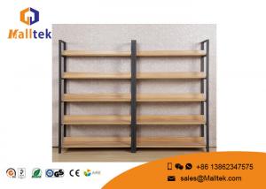 Cheap Easy Assemble Wood Display Rack Wooden Retail Display Shelves Printed Logo for sale
