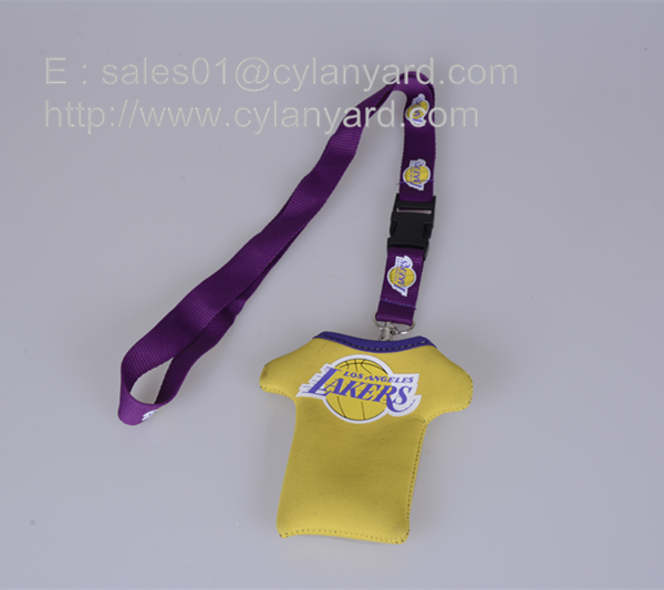 Promotional coloured polyester id card holder lanyard with imprinted logo,