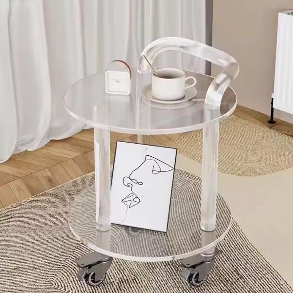 Clear Assembled Acrylic Rolling Cart With Wheels For Dinning Room Bedroom storage