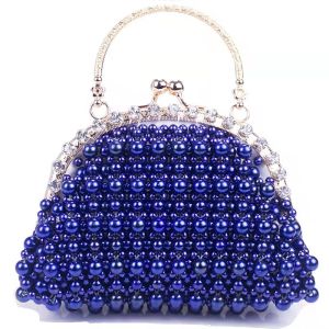Buy cheap Blue Pearl Hand Bags Hand Weaving With Iron Twist For Women'S 18cm length from wholesalers