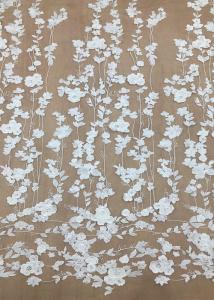 Cheap Ivroy Color French 3D Floral Lace Fabric , High End Wedding Lace Fabric By The Yard for sale