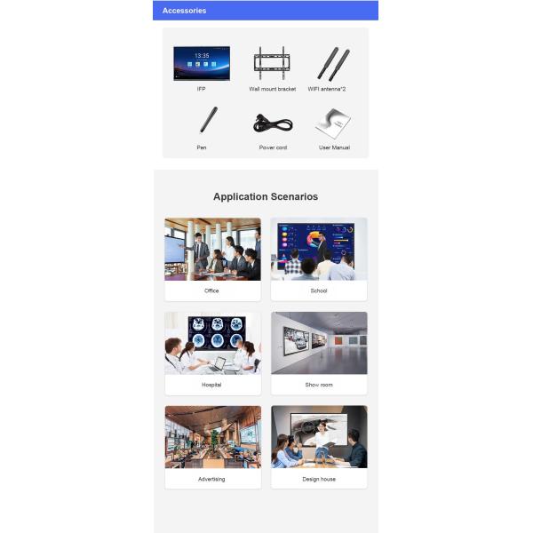 75 Inch built in camera Interactive Conference LED Smart Board Whiteboard